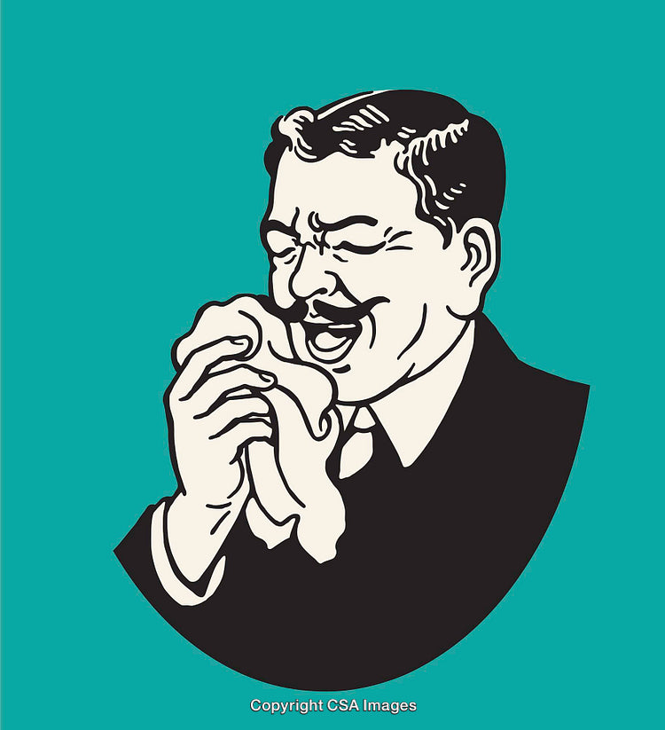 Vintage Style Illustration of Sneezing Man in Retro Color Theme