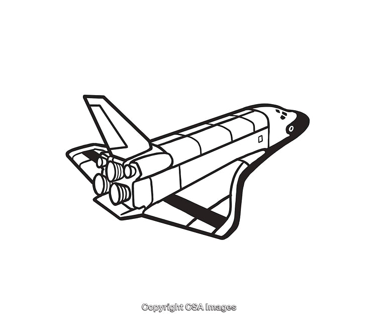 Space Shuttle Line Art Illustration in Black and White Design