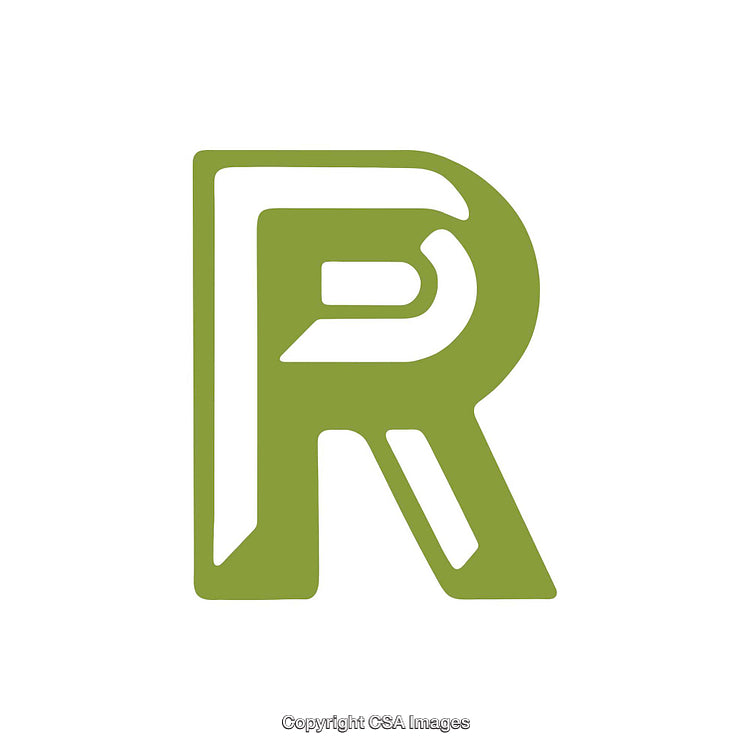 Green Stylized Letter R Isolated on White Background