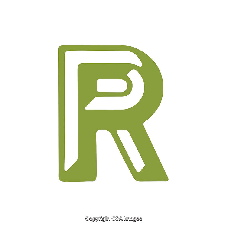Green Stylized Letter R Isolated on White Background