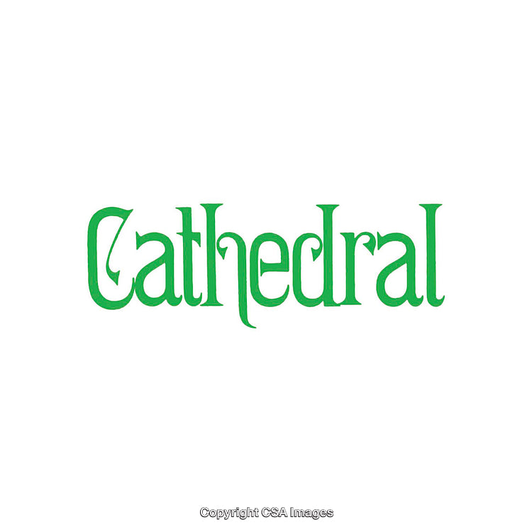 Elegant Typeface Showcasing the Word 'Cathedral' in Vibrant Green