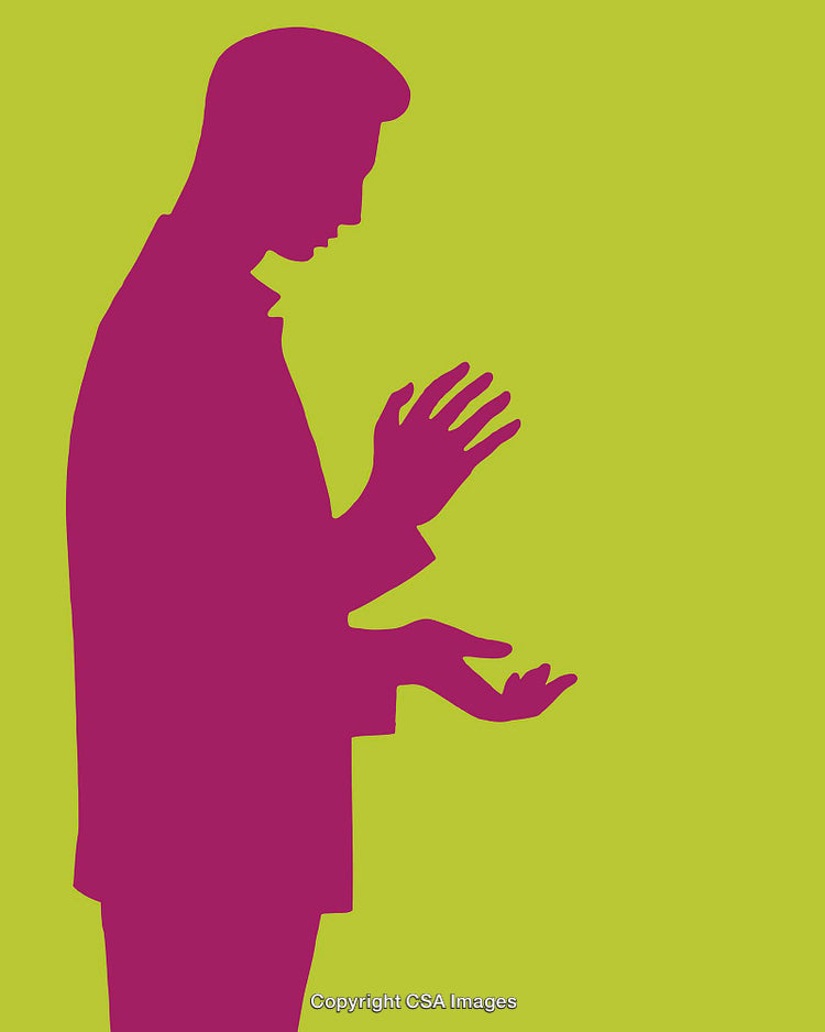 Silhouette of a Person with Hands Raised on Vibrant Background
