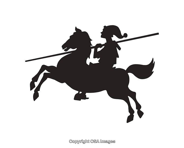 Iconic Silhouette of a Rider on a Galloping Horse with Spear