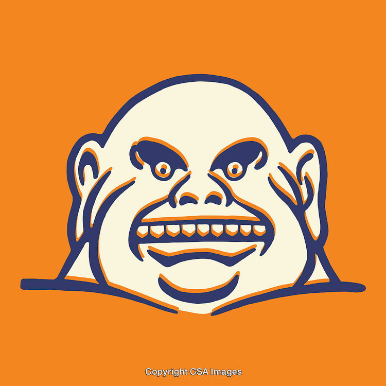 Abstract Character Line Art Illustration in Vibrant Orange and Beige