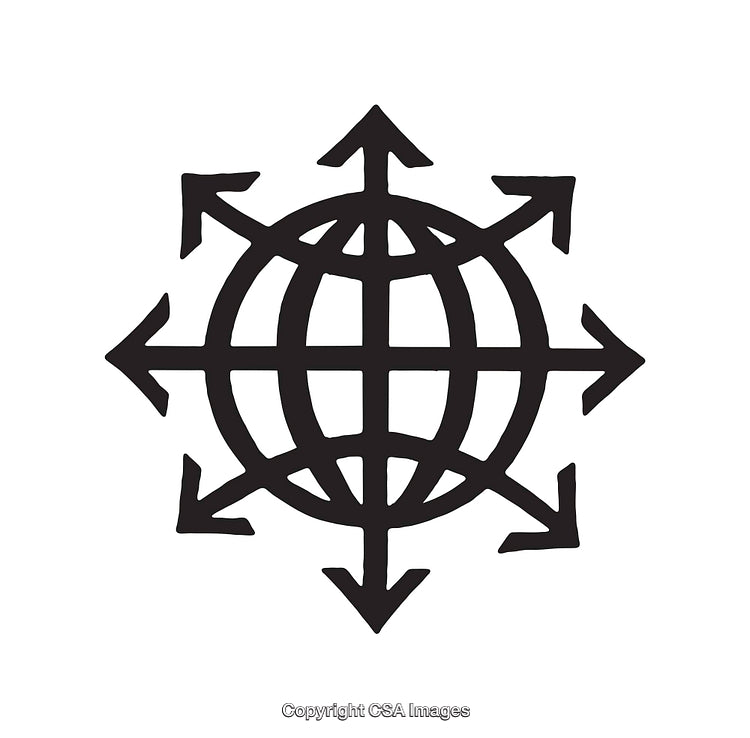 Simple Line Art Globe With Arrows Enhancing Connectivity Concepts