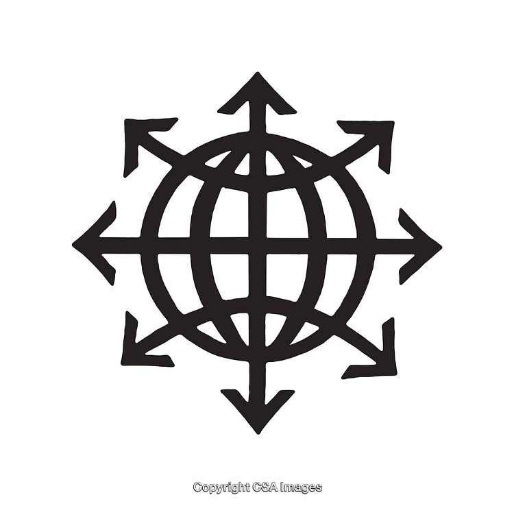 Simple Line Art Globe With Arrows Enhancing Connectivity Concepts