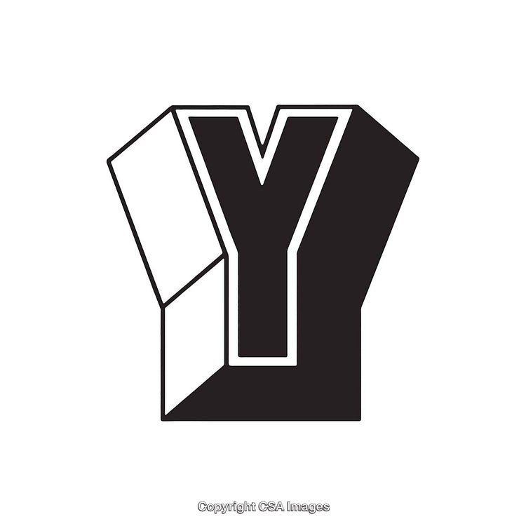 3D Stylized Letter Y in Bold Monochromatic Design Presentation