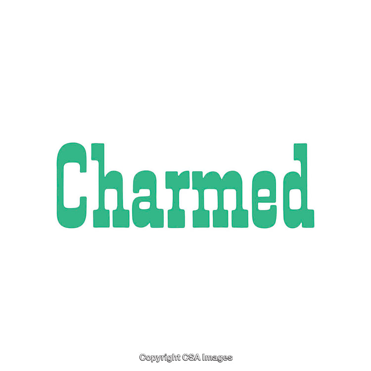 Green Charmed Text in Bold Font on a White Background