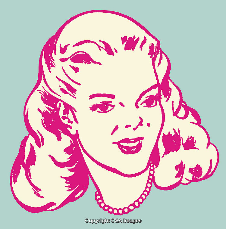 Retro Illustration of Smiling Woman in Colorful Minimalist Style