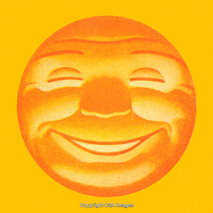 Sunny Orange Smiley Face with Cheerful Expression and Halftone Texture