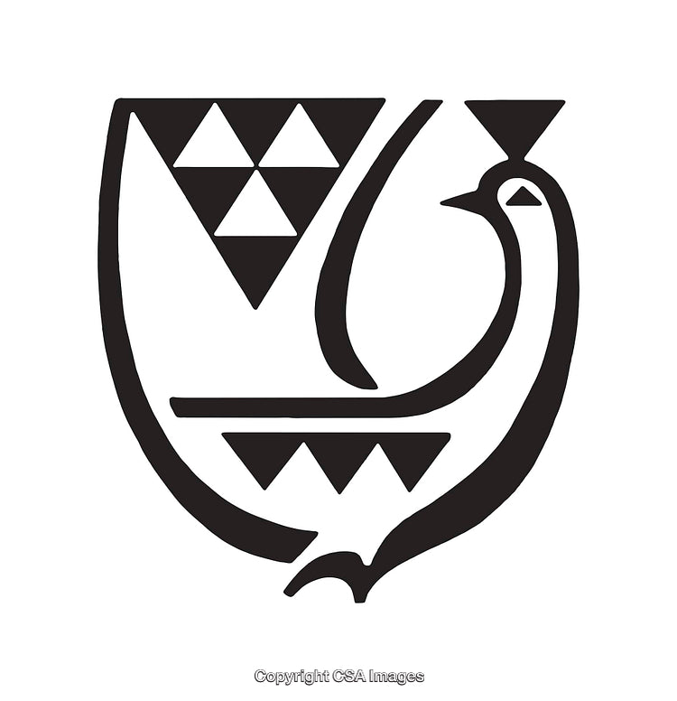 Black And White Line Art Illustration with Geometric Bird Design