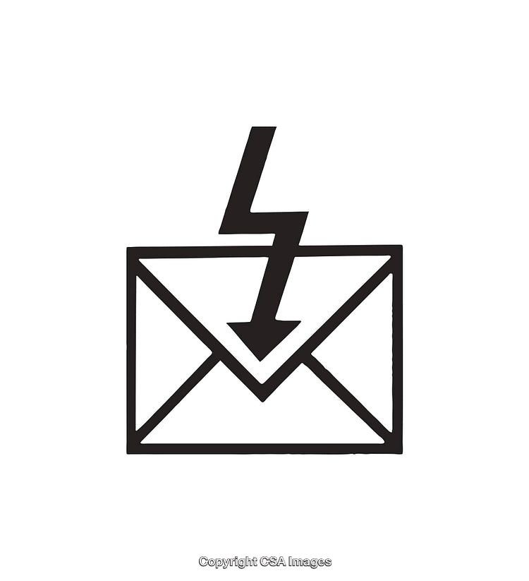 Icon Depicting Lightning Bolt Striking an Envelope Signifying Urgency