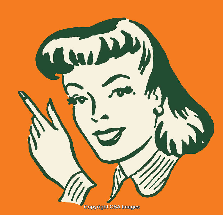 Retro Styled Illustration of a Smiling Woman in Vibrant Colors