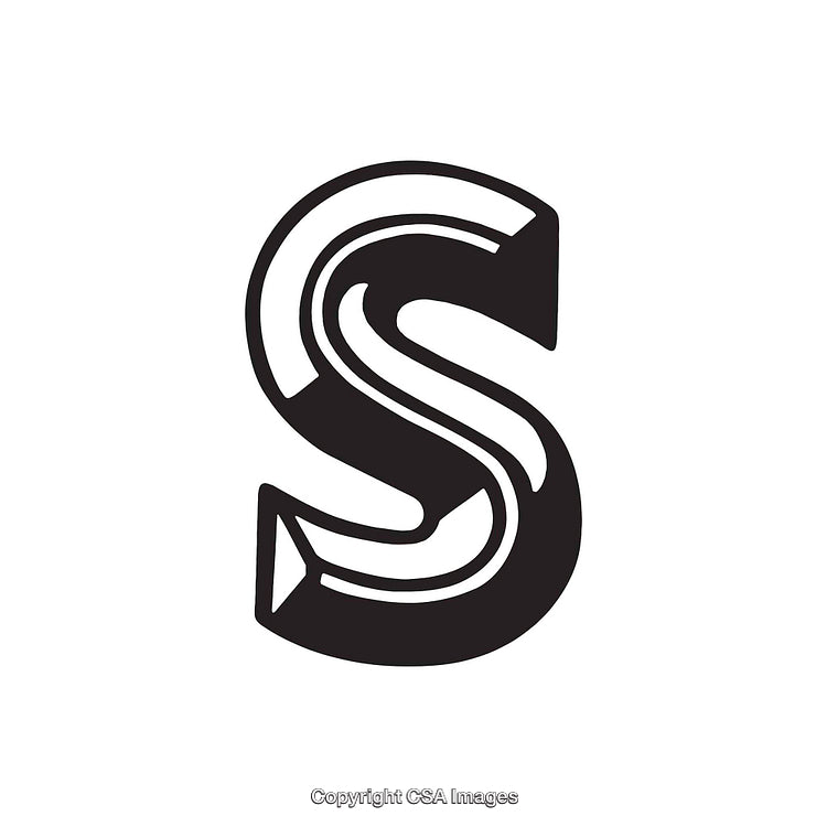 Stylized Monochrome Illustration of the Letter S in Bold Design
