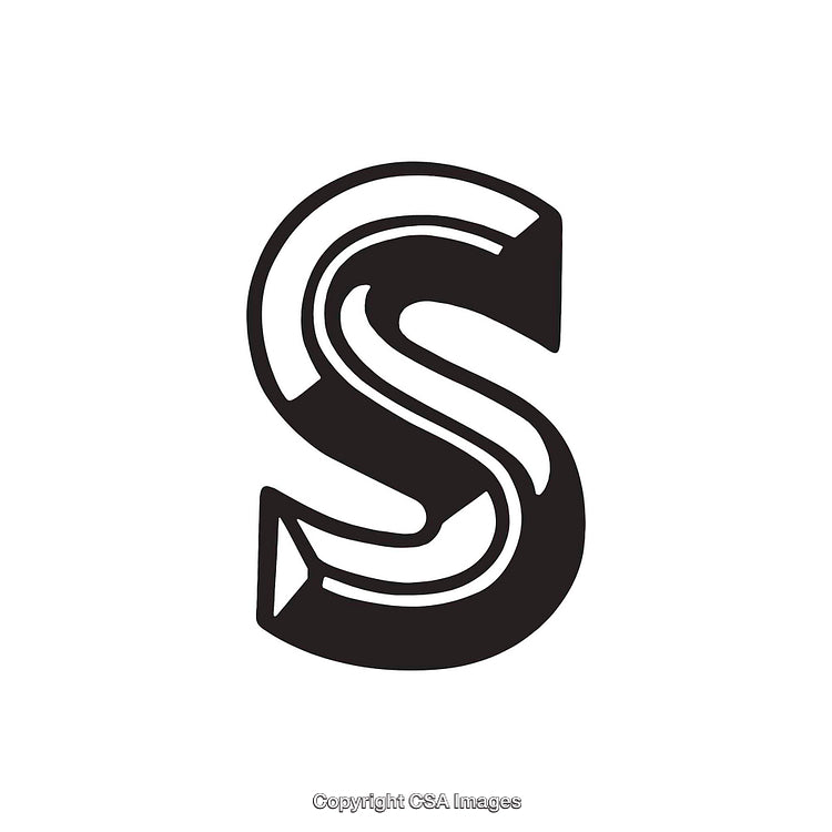 Stylized Monochrome Illustration of the Letter S in Bold Design