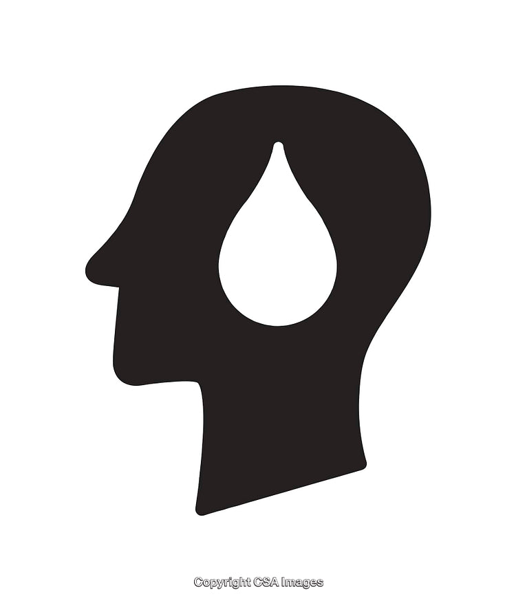 Silhouette Head Icon with Water Droplet Symbol Design Concept