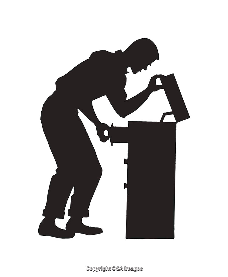Silhouette Illustration of a Man Interacting With a Modern Appliance