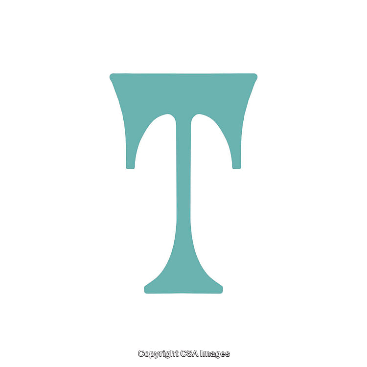 Turquoise Letter T in serif Font on Clean White Background