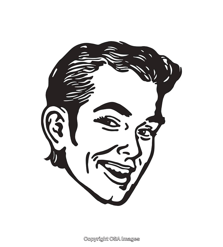 Retro Styled Black and White Illustration of a Happy Smiling Face