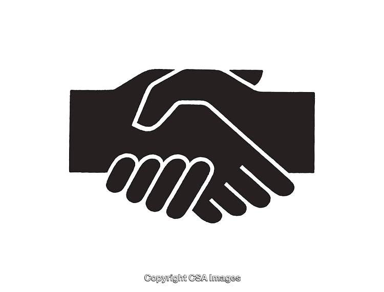 Minimalist Black and White Handshake Icon Depicting Agreement or Collaboration