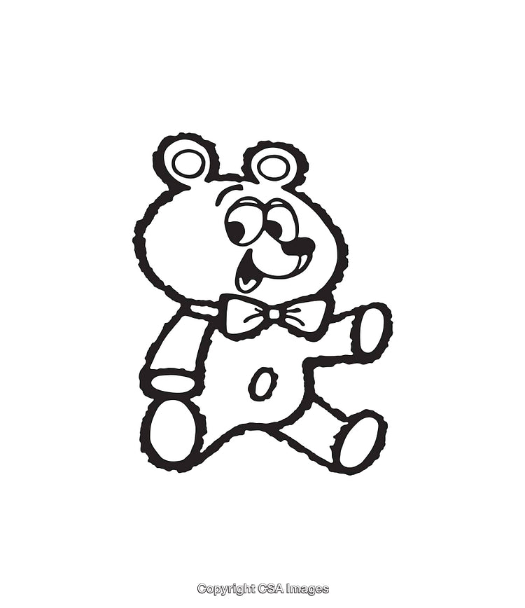 Cute Line Art Illustration of a Teddy Bear Wearing a Bow Tie