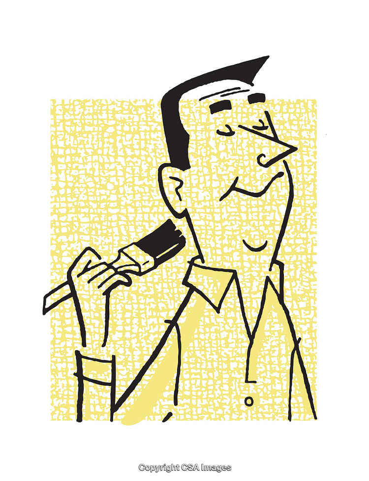 Colorful Illustration of a Stylish Character Holding a Painting Brush
