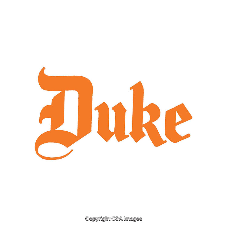 Orange Gothic Style Word Art Featuring 'Duke' on White Background