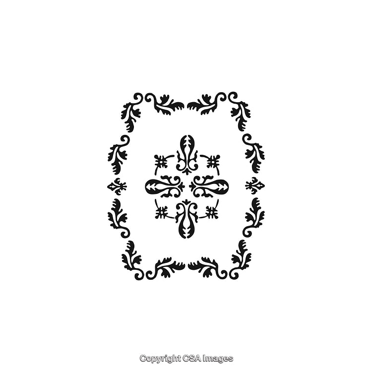 Intricate Black and White Ornamental Floral Design Element