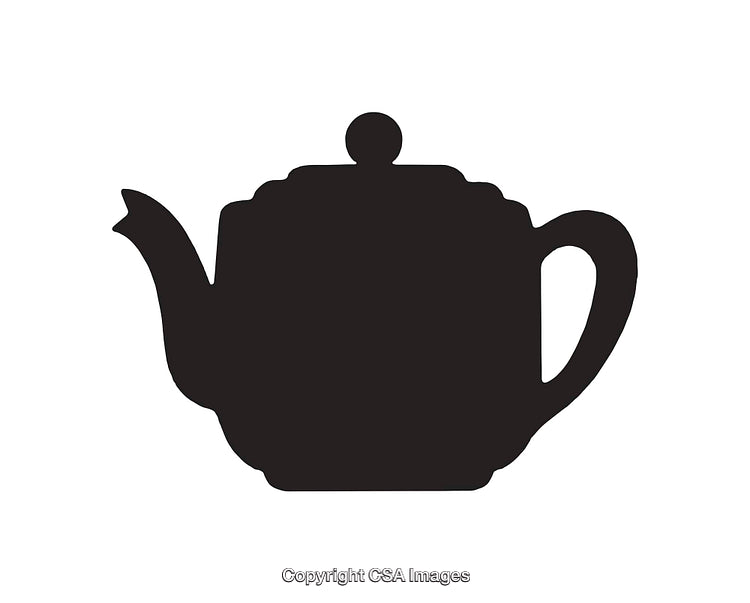 Elegant Black Teapot Silhouette on a Transparent White Background