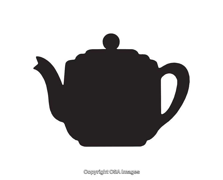 Elegant Black Teapot Silhouette on a Transparent White Background