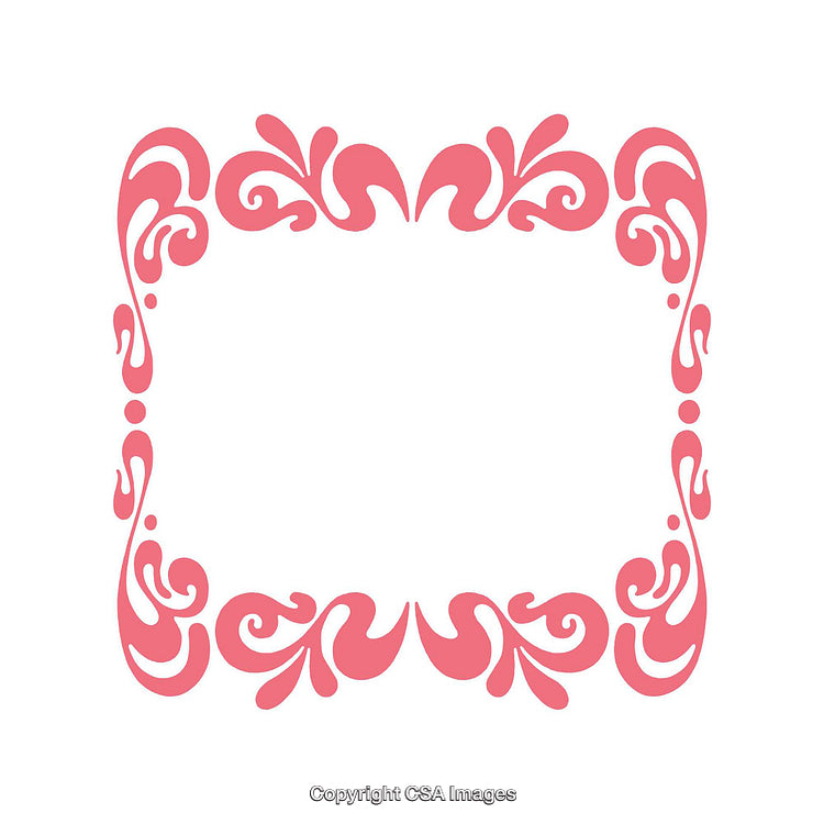 Elegant Pink Ornamental Frame Design on a Plain White Background