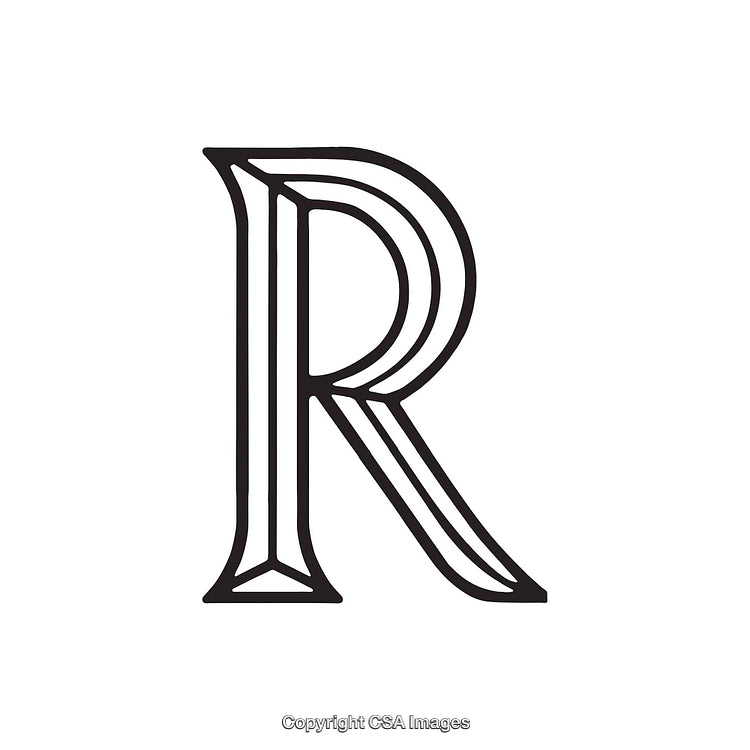 Elegant Monogram Letter R with Decorative Design Elements on White Background