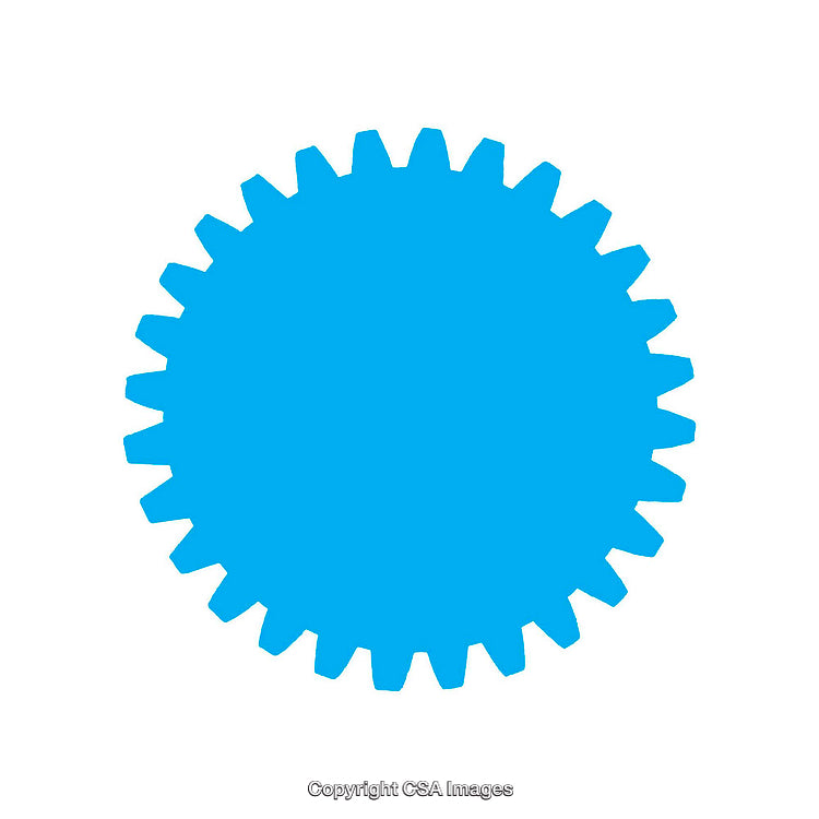 Blue Gear Shape Icon Isolated on White Background with Sharp Outline