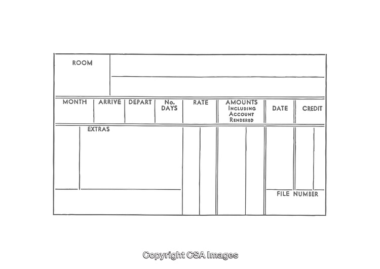 Simplified Diagram of a Hotel Room Account Ledger for Record Keeping