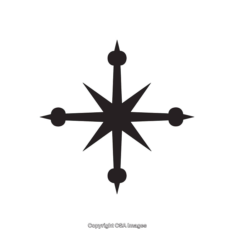 Black and White Star Symbol With Circular Accents