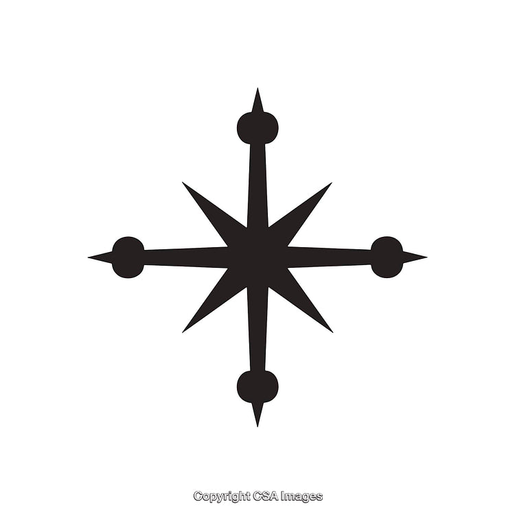Black and White Star Symbol With Circular Accents