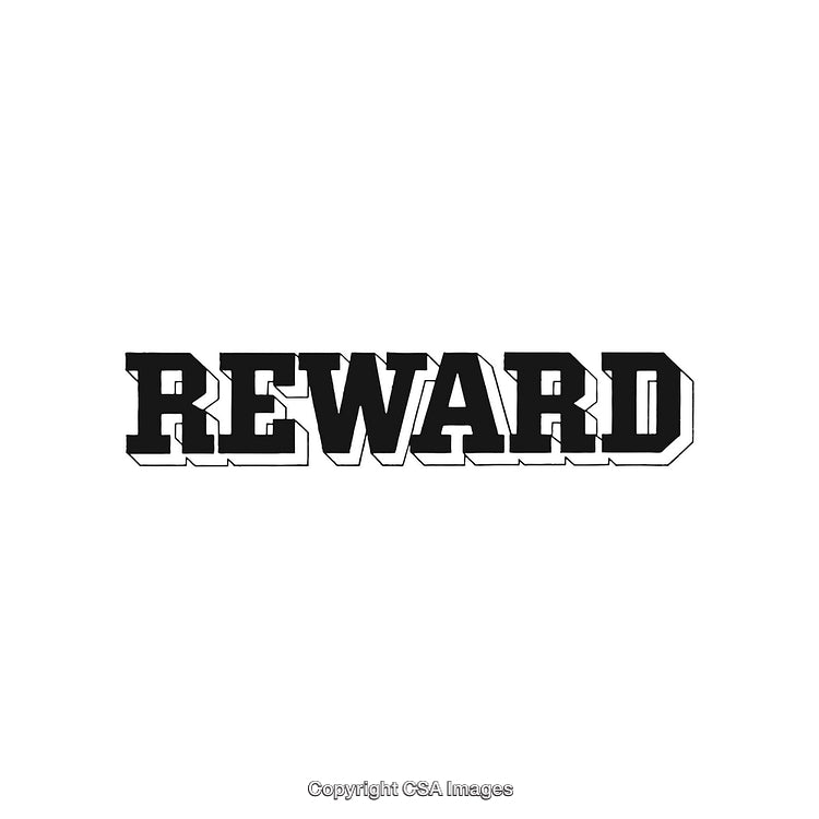 Bold Black Text Design Featuring the Word 'Reward' in Vintage Typography