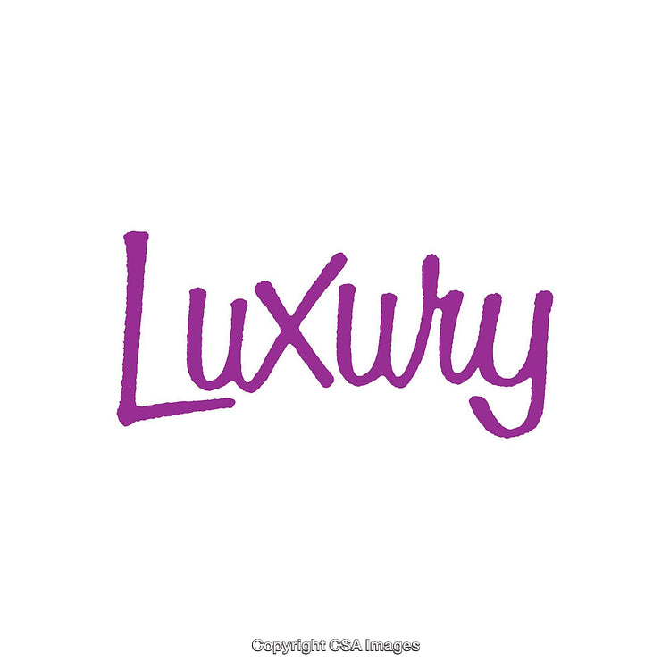 Purple Calligraphy Text Depicting the Word Luxury on a White Background