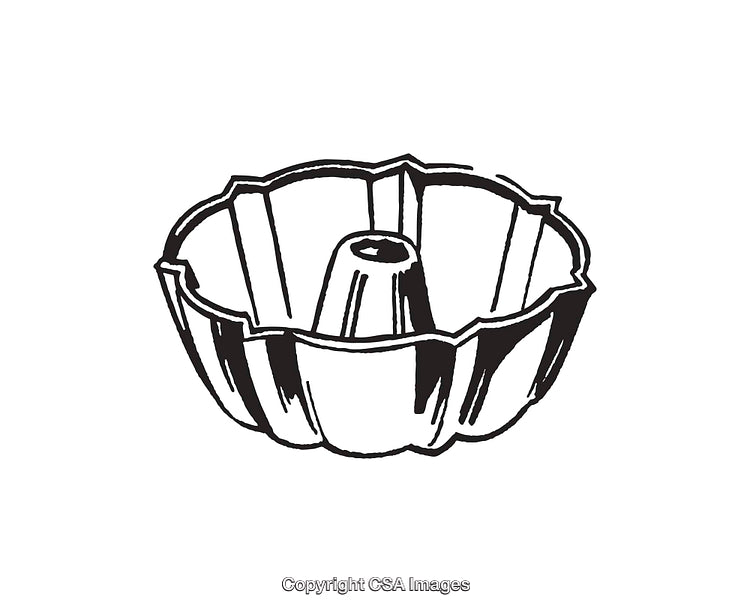 Vintage Line Art of a Bundt Pan in Black and White
