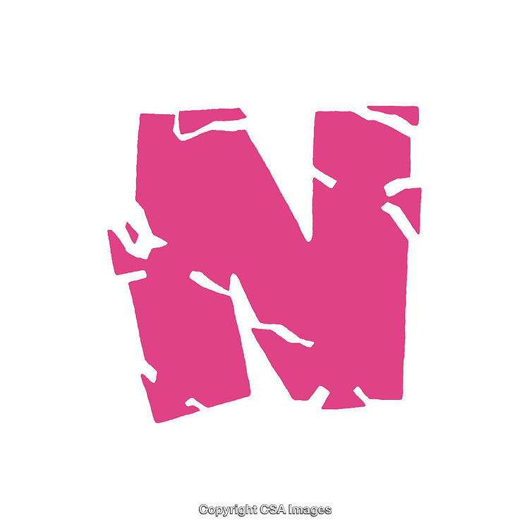 Vibrant Pink Textured Letter N on a White Background