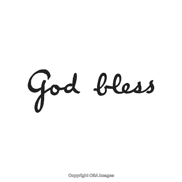 Inspirational Calligraphy Text With the Words 'God Bless' on White Background
