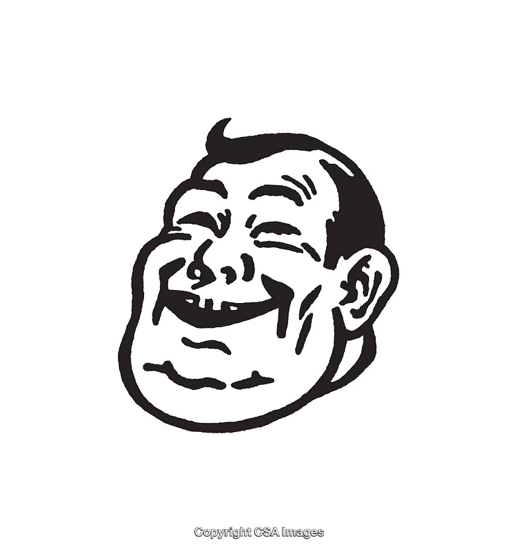 Smiling Face Illustration in Black and White Line Art Style