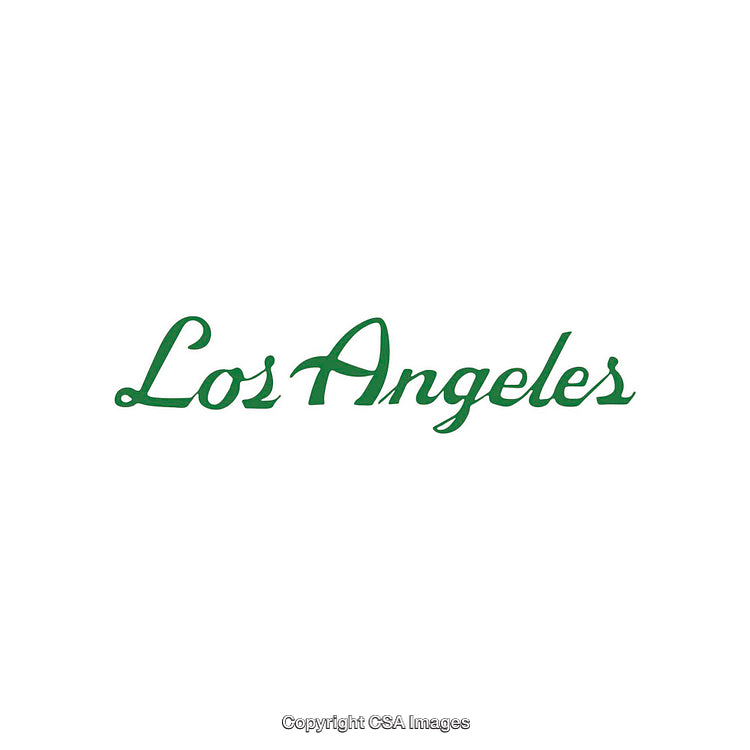 Elegant Green Script 'Los Angeles' Text on Minimalist White Background