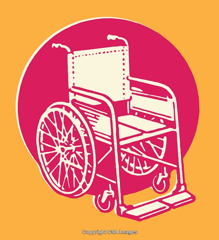Vibrant Illustration of a Wheelchair on a Bold Colored Background