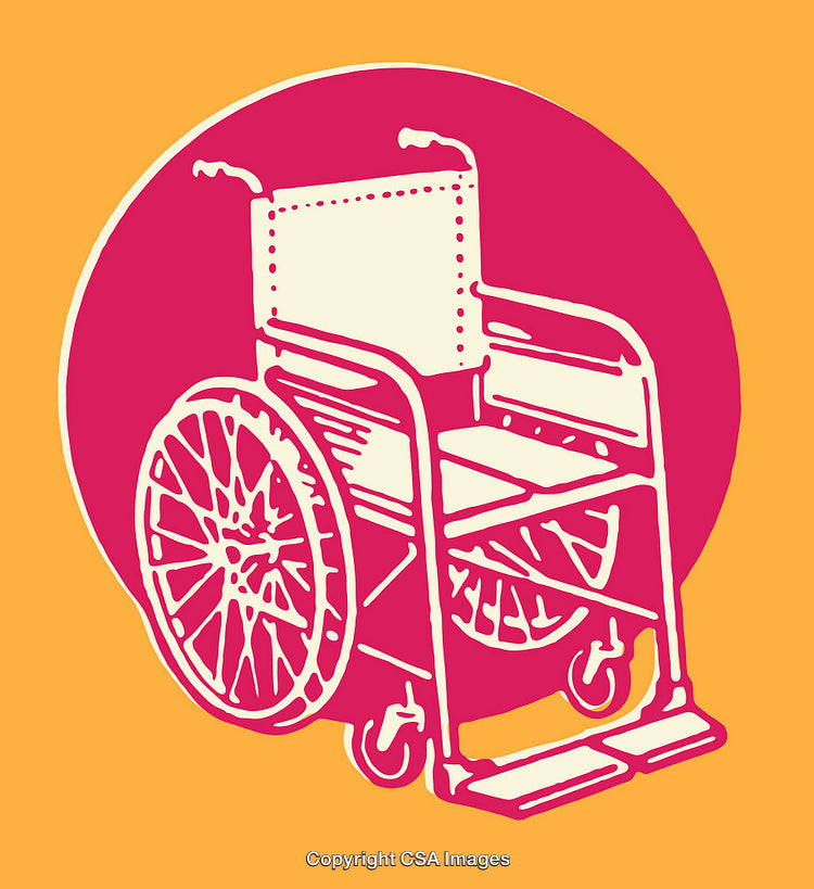 Vibrant Illustration of a Wheelchair on a Bold Colored Background