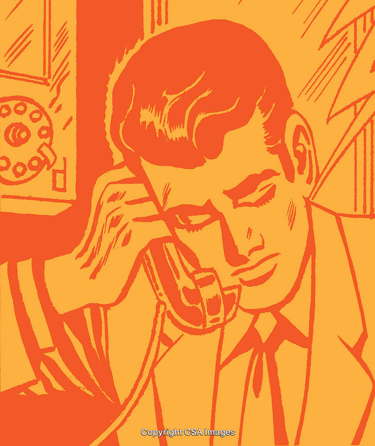 Retro Illustration of a Businessman Listening on the Telephone