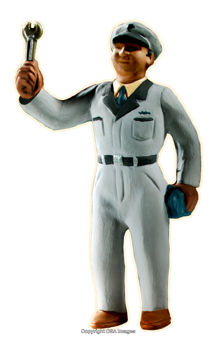 Plastic Toy Figure of Worker Holding a Tool in Uniform