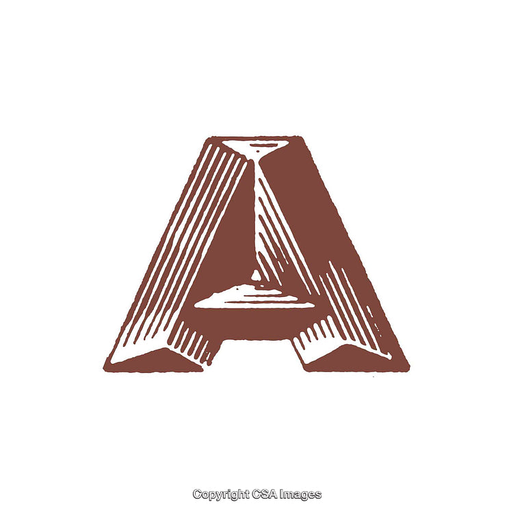 Vintage Stylized Letter A with Engraved Design in Minimalist Style