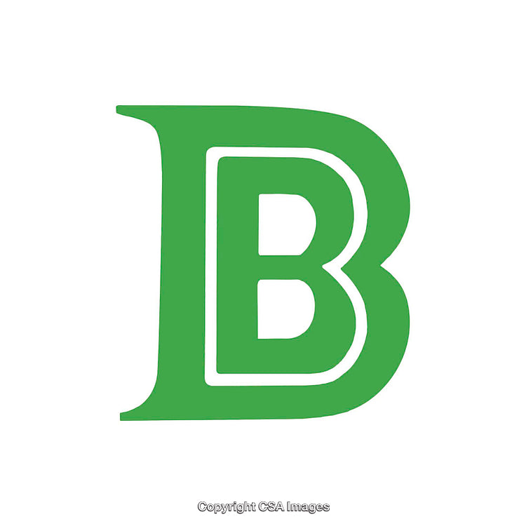 Green Isolated Illustration of the Bold Letter B on White Background