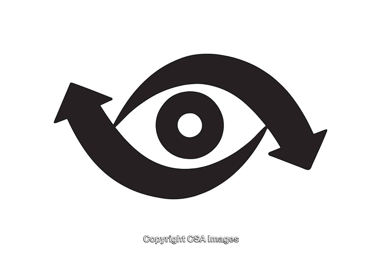 Eye Icon with Curved Arrows Symbolizing Observation and Renewal